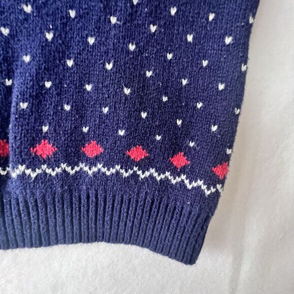 VTG Reindeer Fair-isle Holiday Navy Toddler 3T  Sweater Redodeco 100%Cotton - Picture 12 of 16